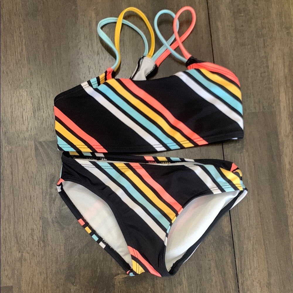 Colorful Striped Kids Swimwear Set